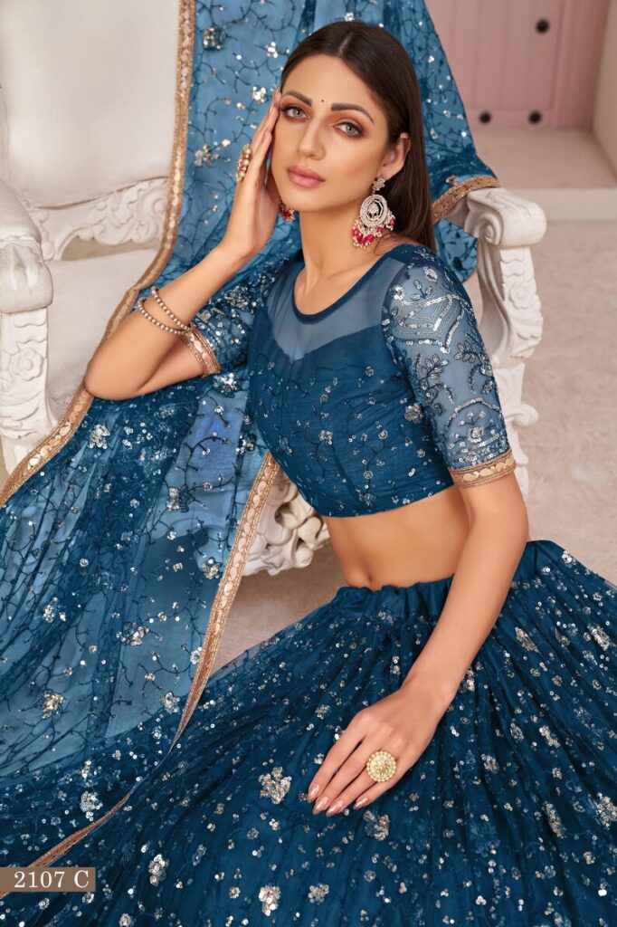 Royal Blue Indian Lehenga Choli Now in the UK