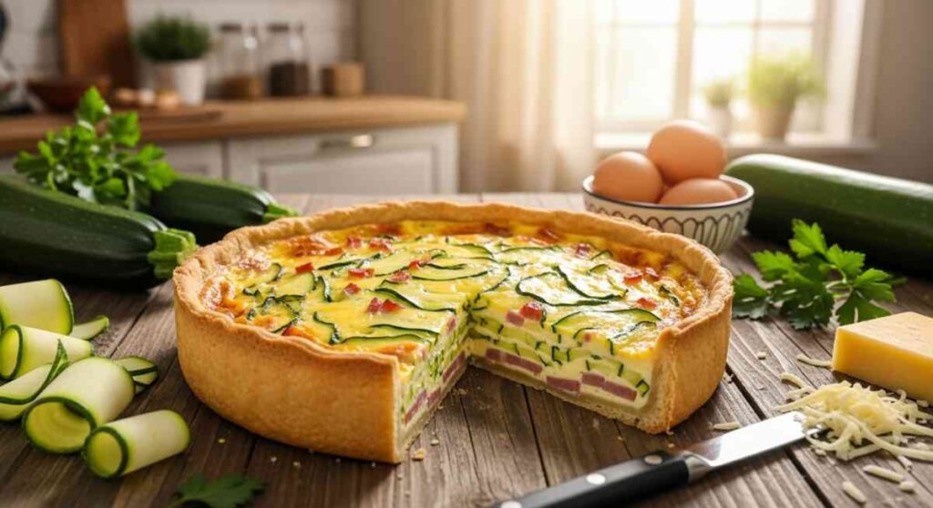 Zucchini Ribbon & Ham Quiche